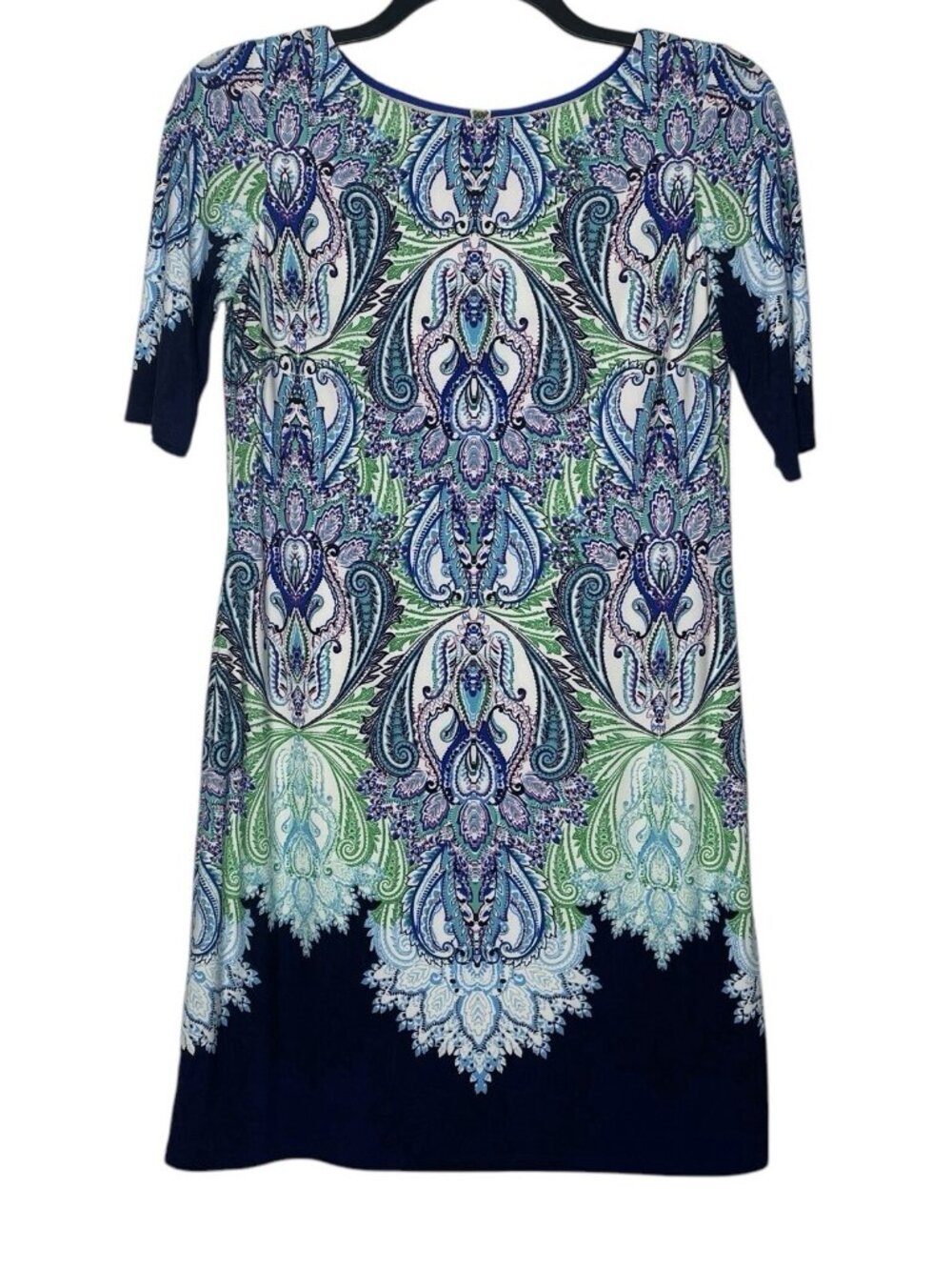 Eliza J Womens Paisley Dress Size 8 Round Neck Half Sleeve Back Zip